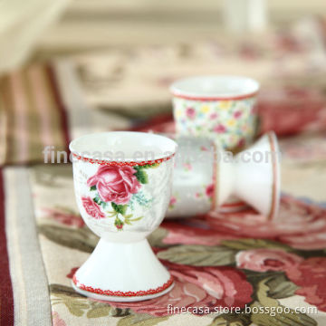 Elegant Rose Pattern Ceramic Egg Holder set
